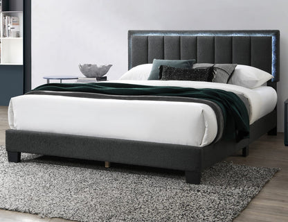 Queen Size Wool Upholstered Bed Frame - Charcoal Gray Modern