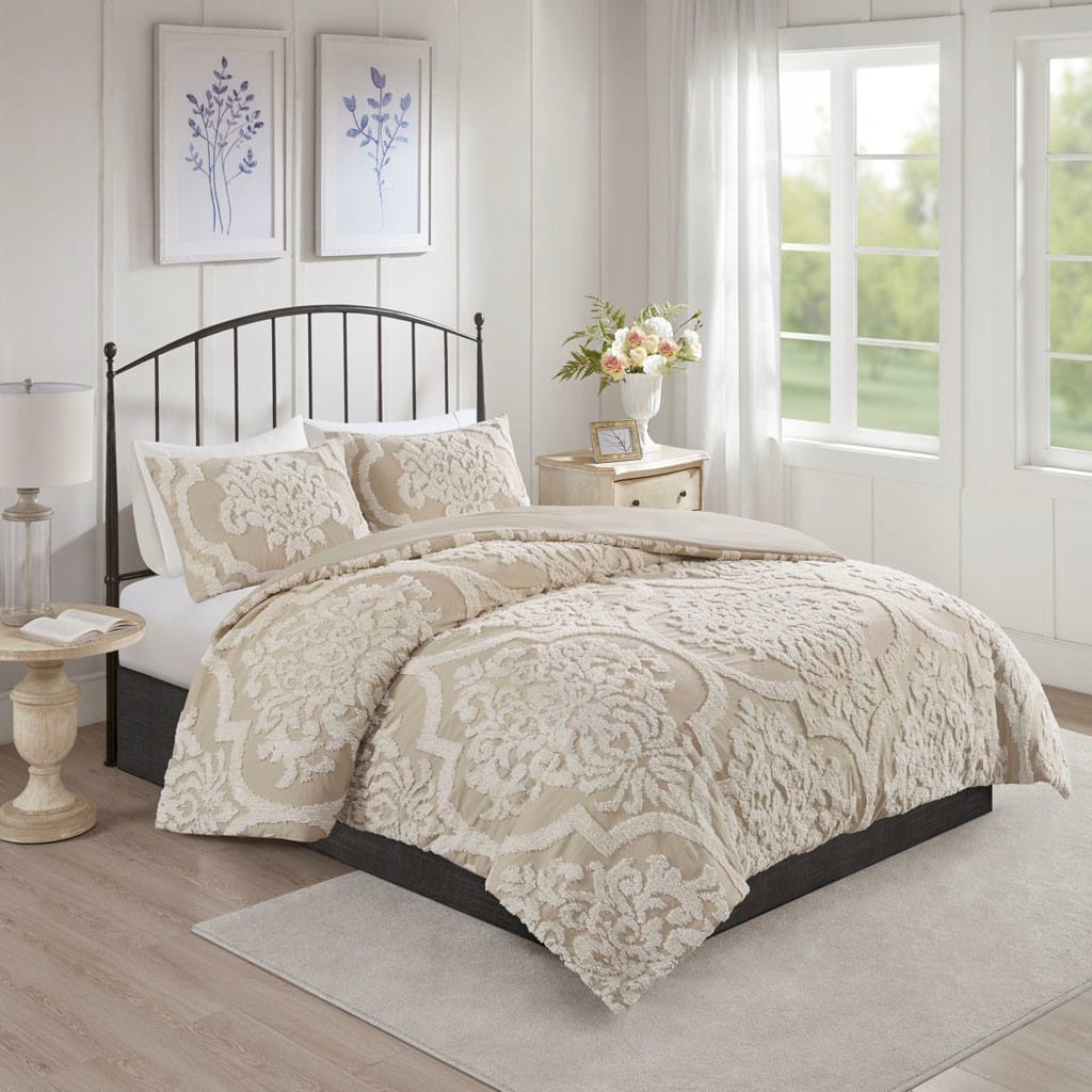 Multicolor Cotton Chenille Duvet Cover Set - Queen Size