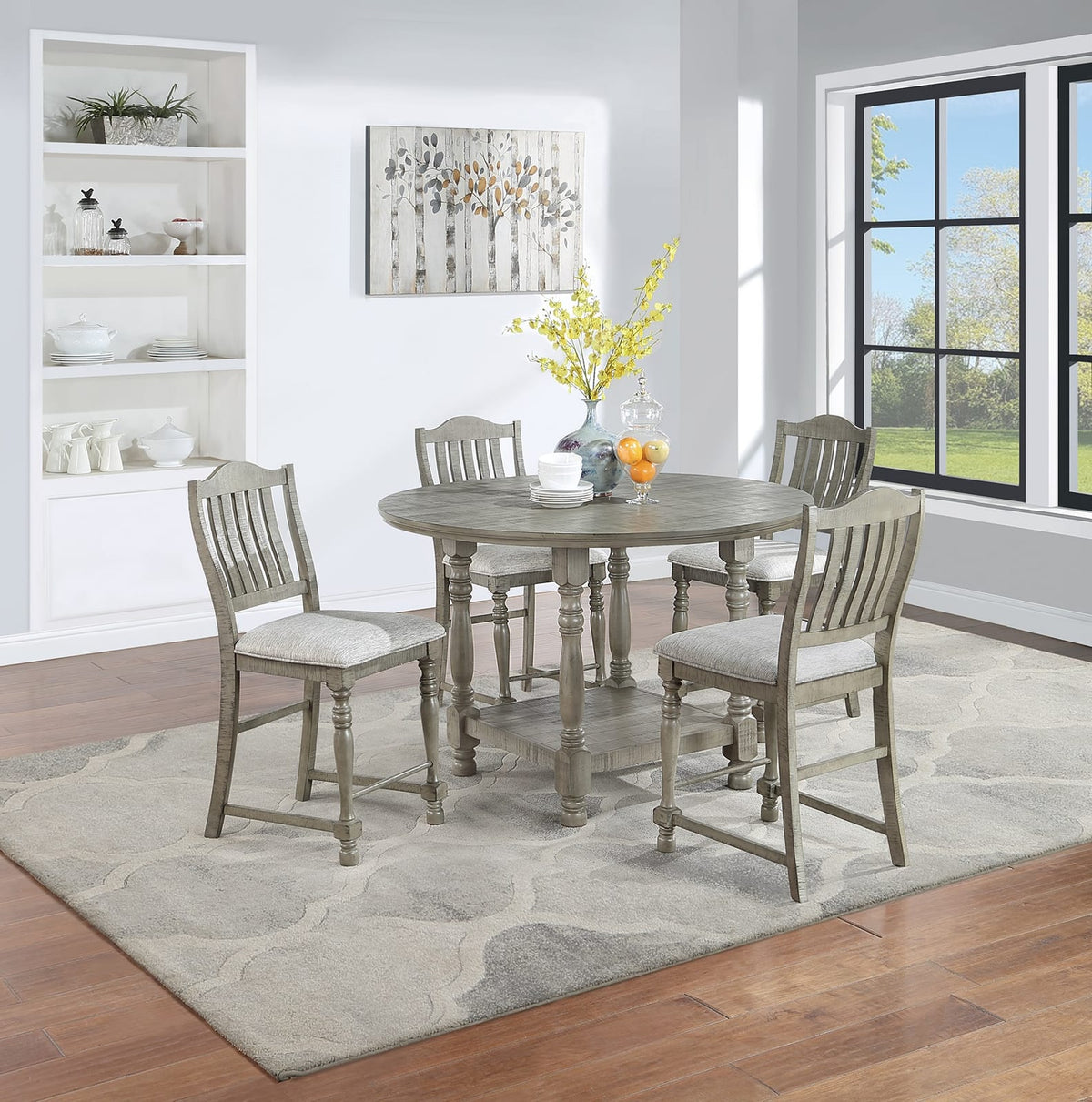 Light Grey Dining Table Set - Seats 4 for Dining Room