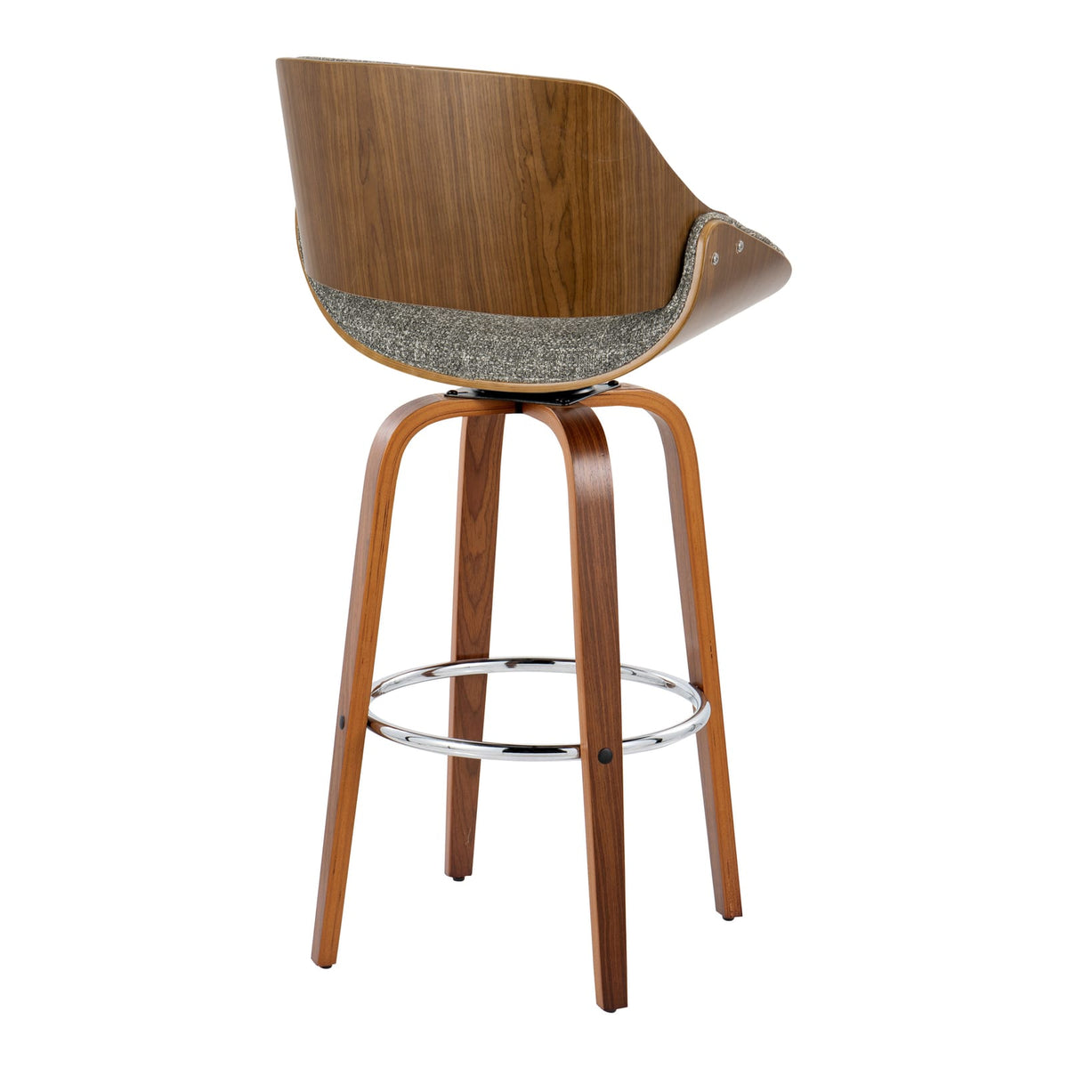 Grey Fabric Barstools Set of 2 - Mid-Century Style
