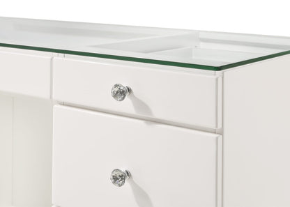 Glam Makeup Vanity Table - 9 Drawers White Wood
