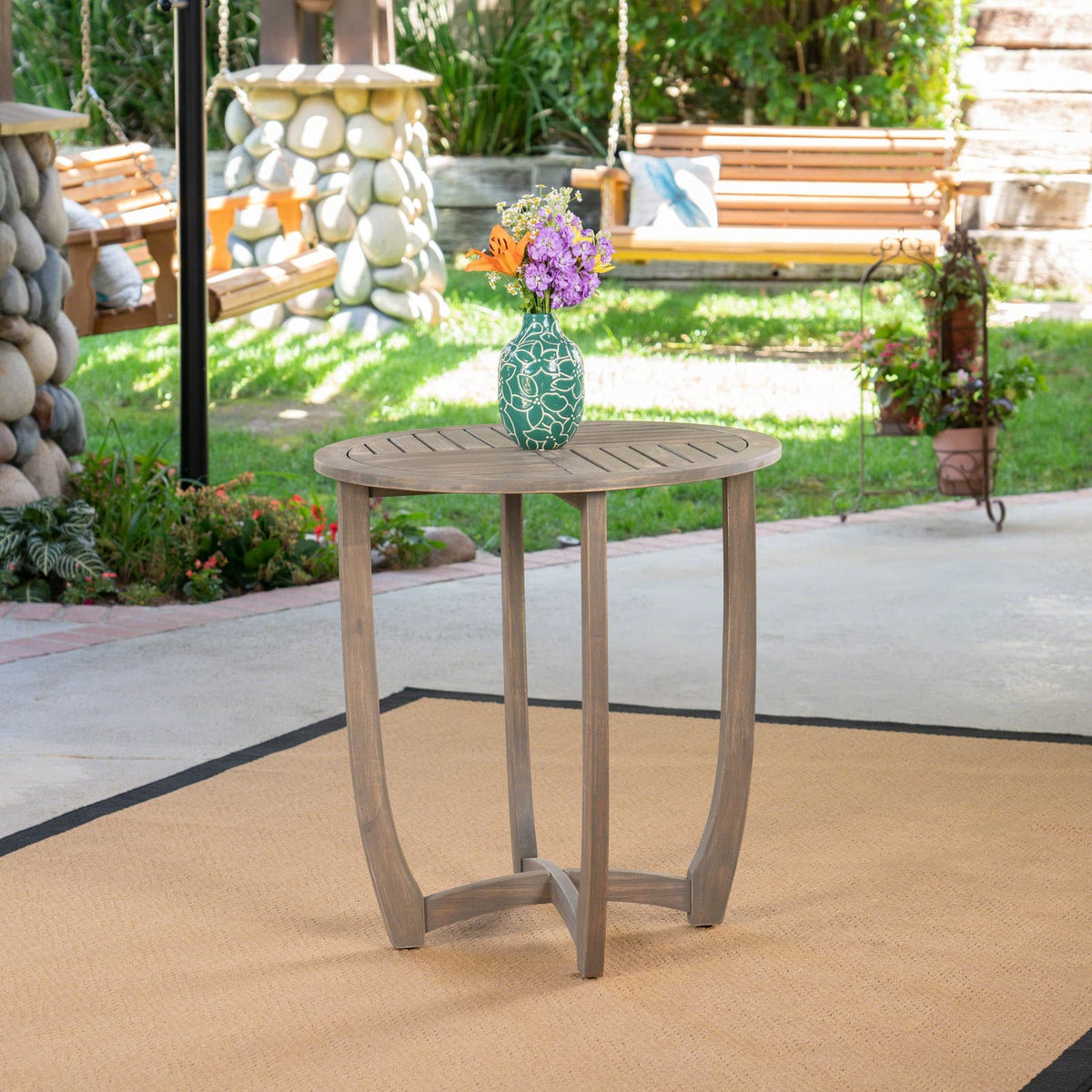 Grey Acacia Wood Bistro Table - 27.5" Outdoor Table