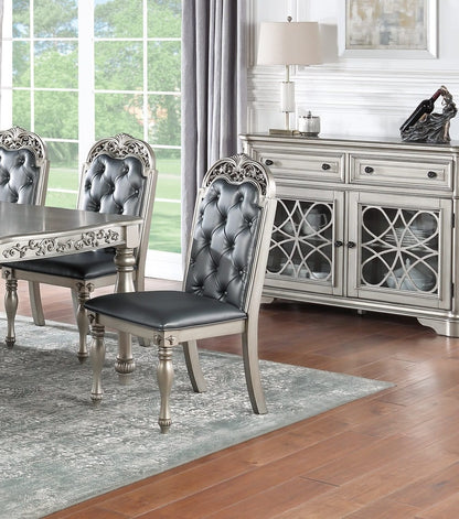 Gray Rectangular Dining Table with 6 Chairs