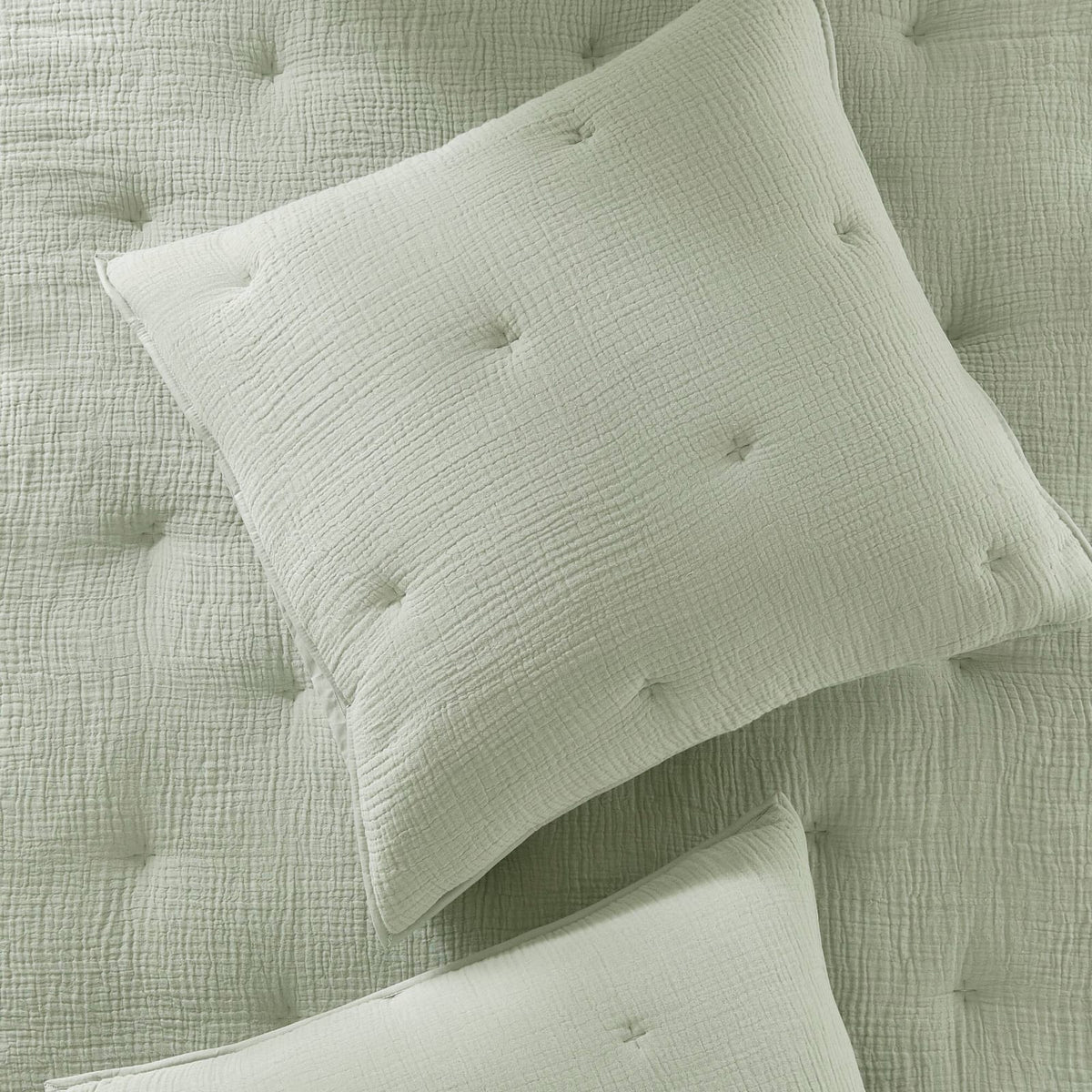 Sage Cotton Embroidered Euro Sham - 26x26 Inches
