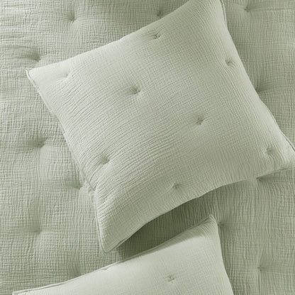 Sage Cotton Embroidered Euro Sham - 26x26 Inches