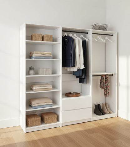 Prosper White Freestanding Walk-In Closet System - Wood & Melamine