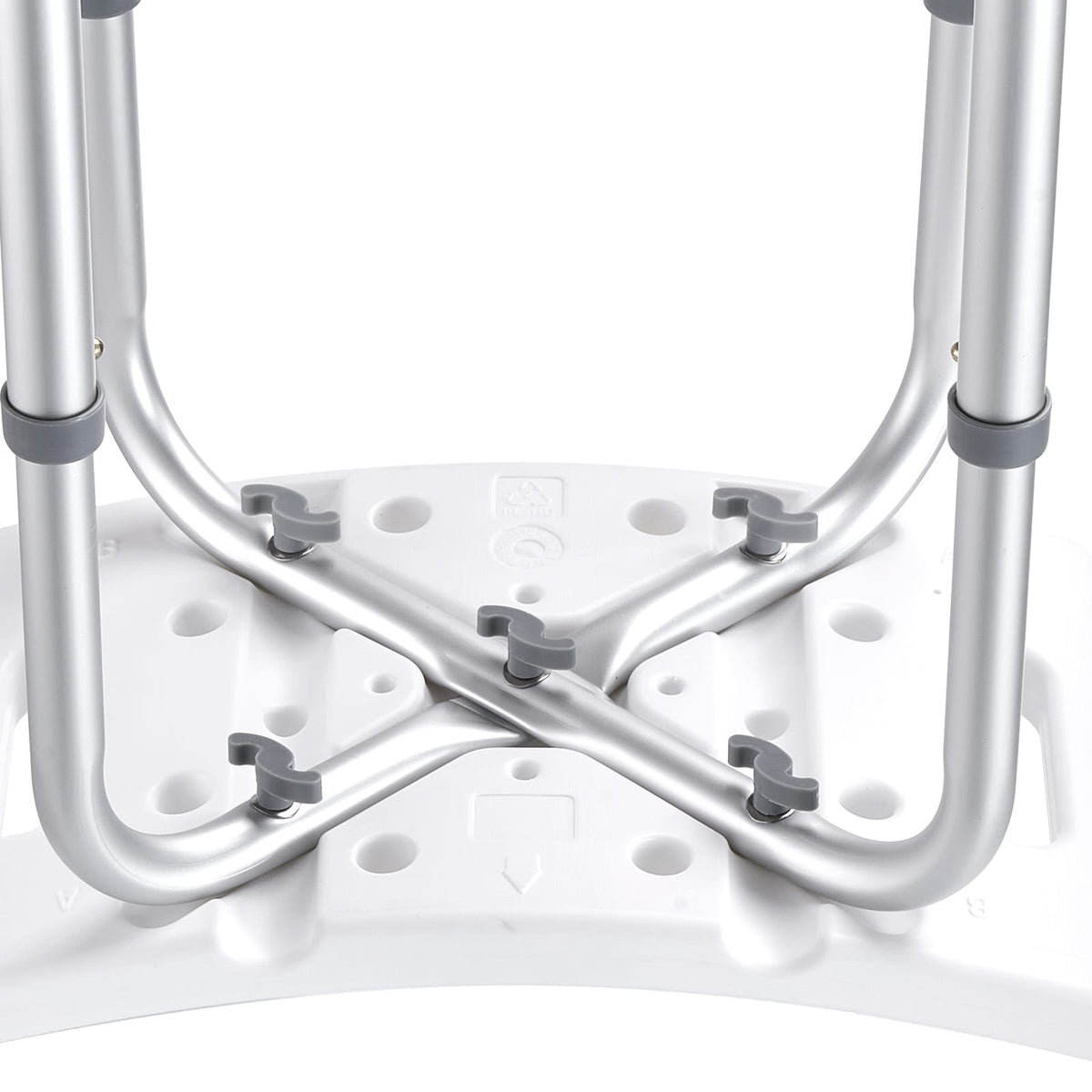 Adjustable Height Shower Stool - Silver+White Comfort Seat
