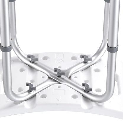 Adjustable Height Shower Stool - Silver+White Comfort Seat