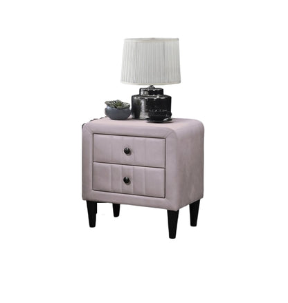 Light Pink Velvet 2-Drawer Nightstand for Glam Bedroom Storage