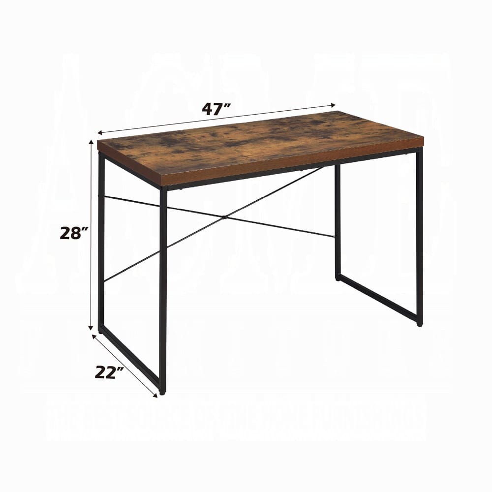 Black & Oak Rectangular Writing Desk - Industrial Style