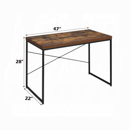 Black & Oak Rectangular Writing Desk - Industrial Style