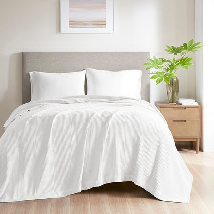 Soft White Cotton Blanket - 90x108 Inches
