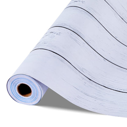 Peel and Stick Wallpaper White Wood Textured - 17.7 x 472.4 inch Easy to Install