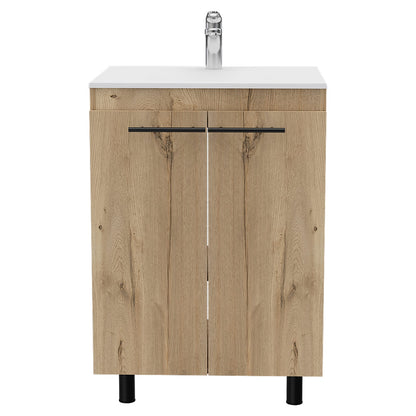 Light Oak Bathroom Vanity Cabinet - 2 Door Storage