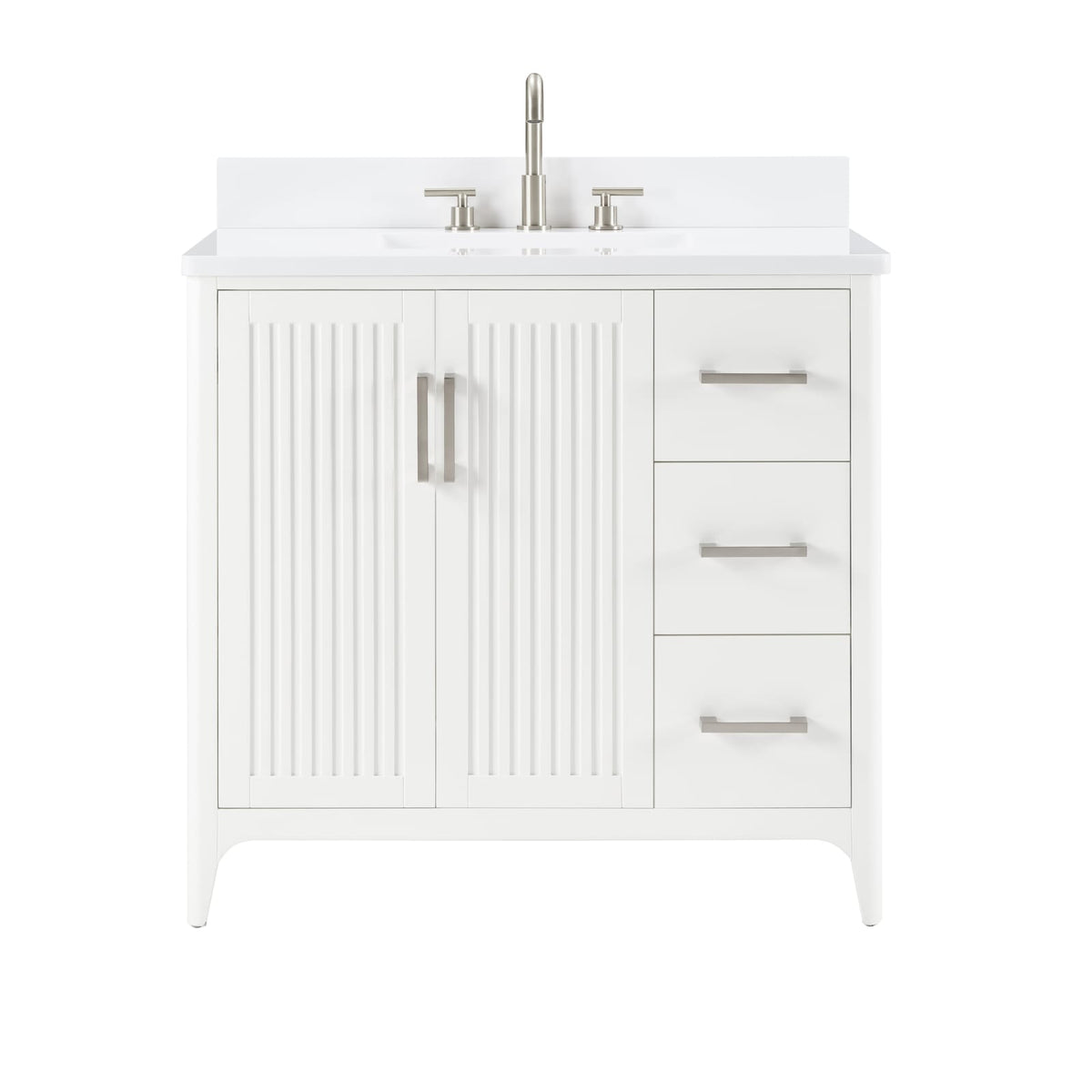 36 Inch White Bathroom Vanity - Solid Wood Farmhouse Style