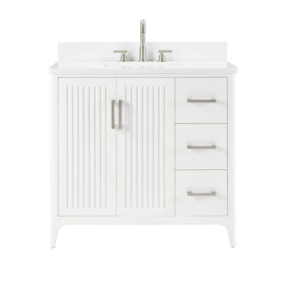 36 Inch White Bathroom Vanity - Solid Wood Farmhouse Style