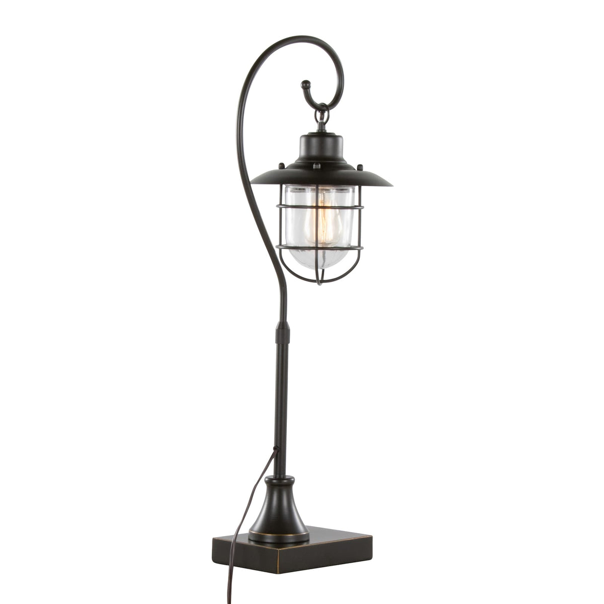Landen Task Lamp Set - Bronze Glass Desk Lamp - 33 Inch Modern Lighting