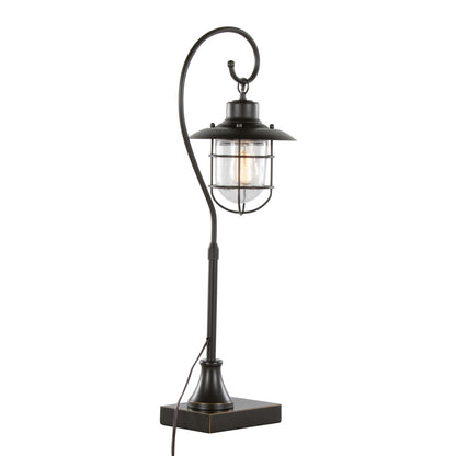 Landen Task Lamp Set - Bronze Glass Desk Lamp - 33 Inch Modern Lighting