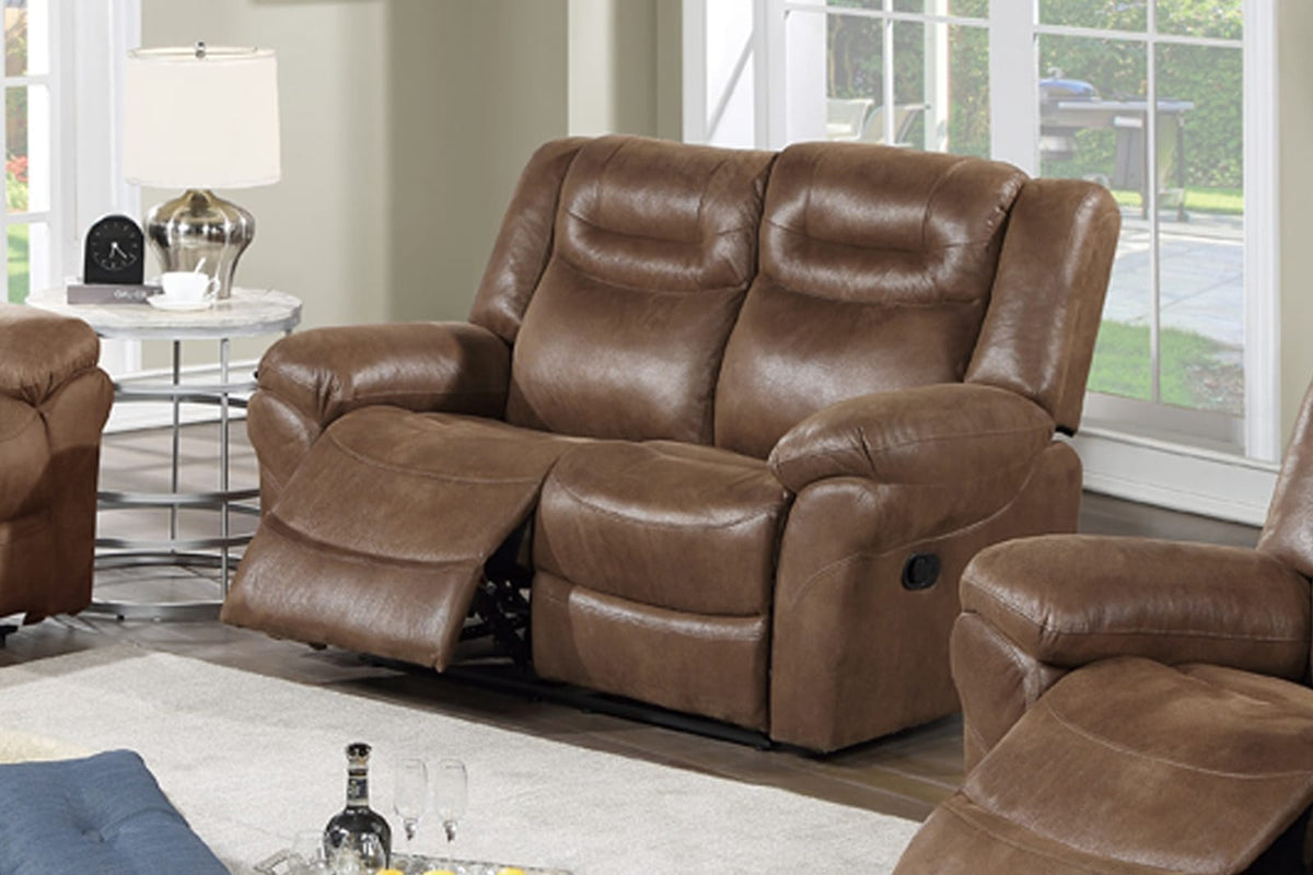 Modern Brown Power Reclining Loveseat - Pillow Arms & USB Port