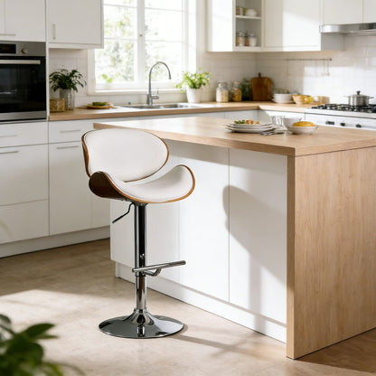 White Metal Bar Stool - 36" to 44" Height for Living Room