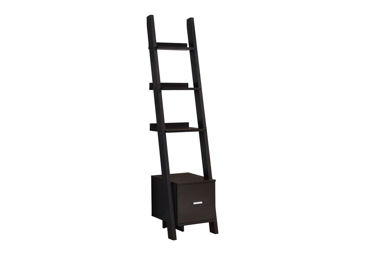 Espresso Particle Board Bookshelf - 69" Tall Display Unit