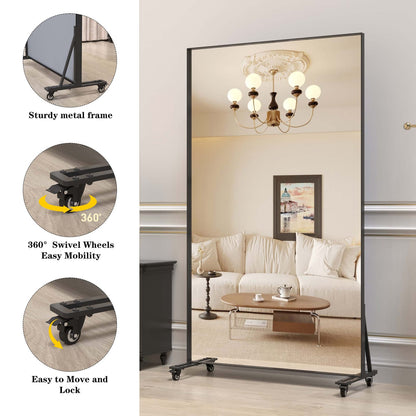67" Full Length Mirror - Black Metal Frame
