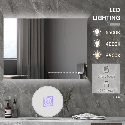 White Bathroom Medicine Cabinet with Mirror & Lights