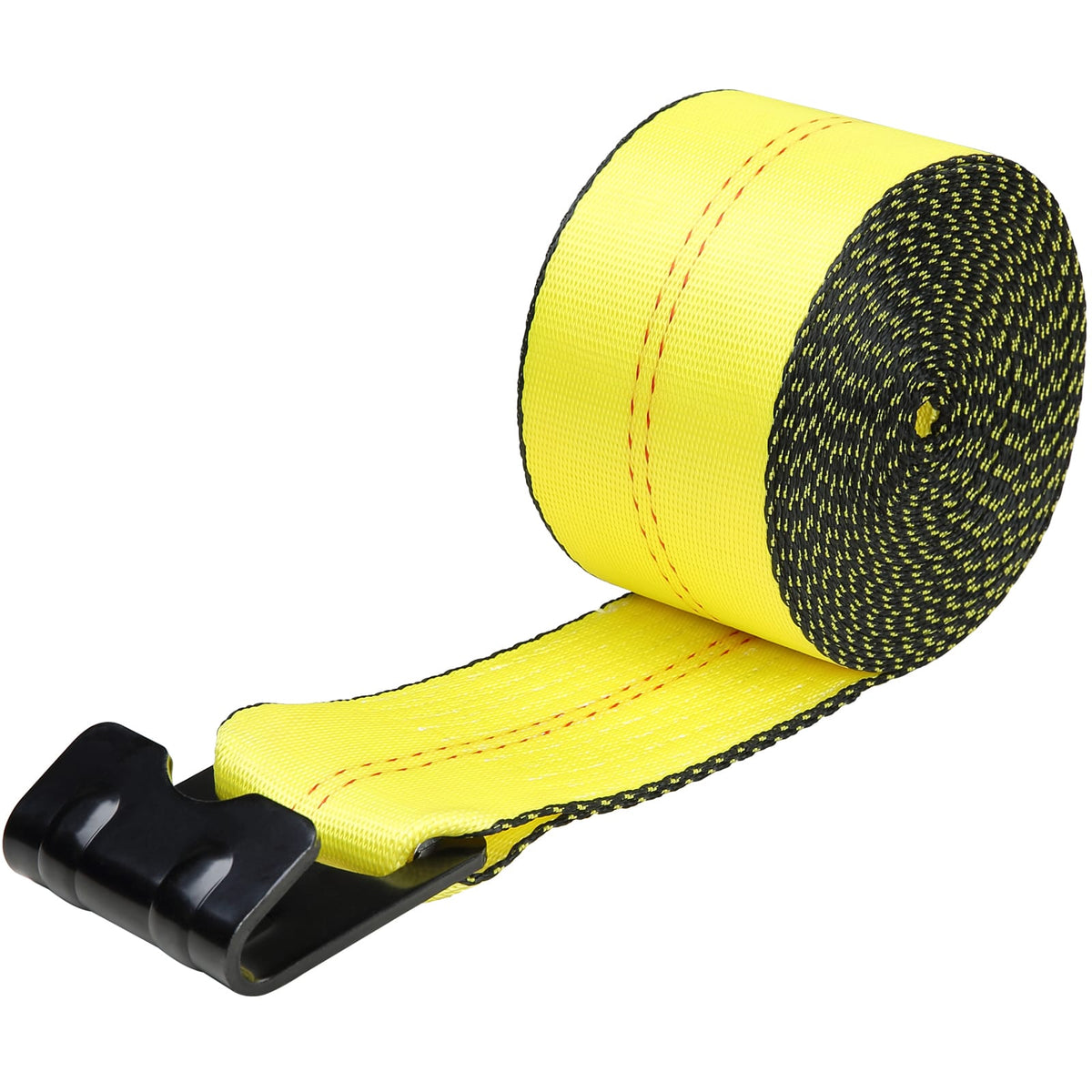 Winch Straps 4" x 30' - 6000 lb Load, Flat Hook Tie Downs Yellow (4 Pack)