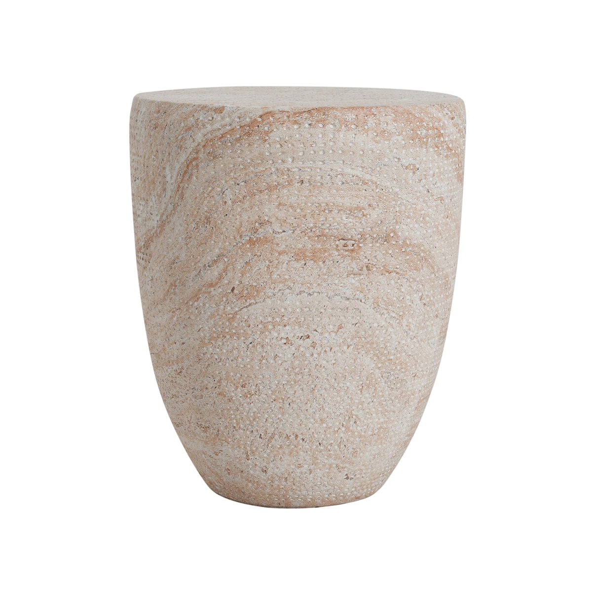 Beige Concrete Side Table - 14.25" Outdoor Patio Table