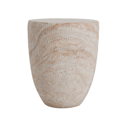 Beige Concrete Side Table - 14.25" Outdoor Patio Table