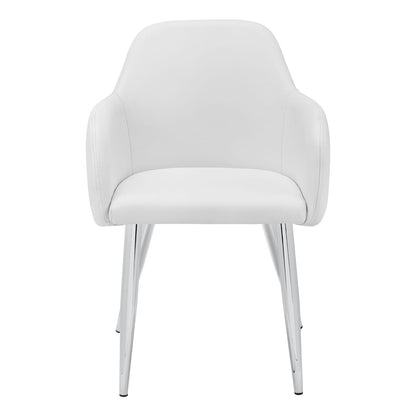 Dining Chairs Set of 2 White Faux Leather - Modern Kitchen Seating