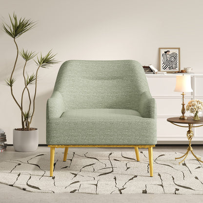 Green Chenille Accent Chair - Curved Back Sofa Chair for Bedroom or Living Room
