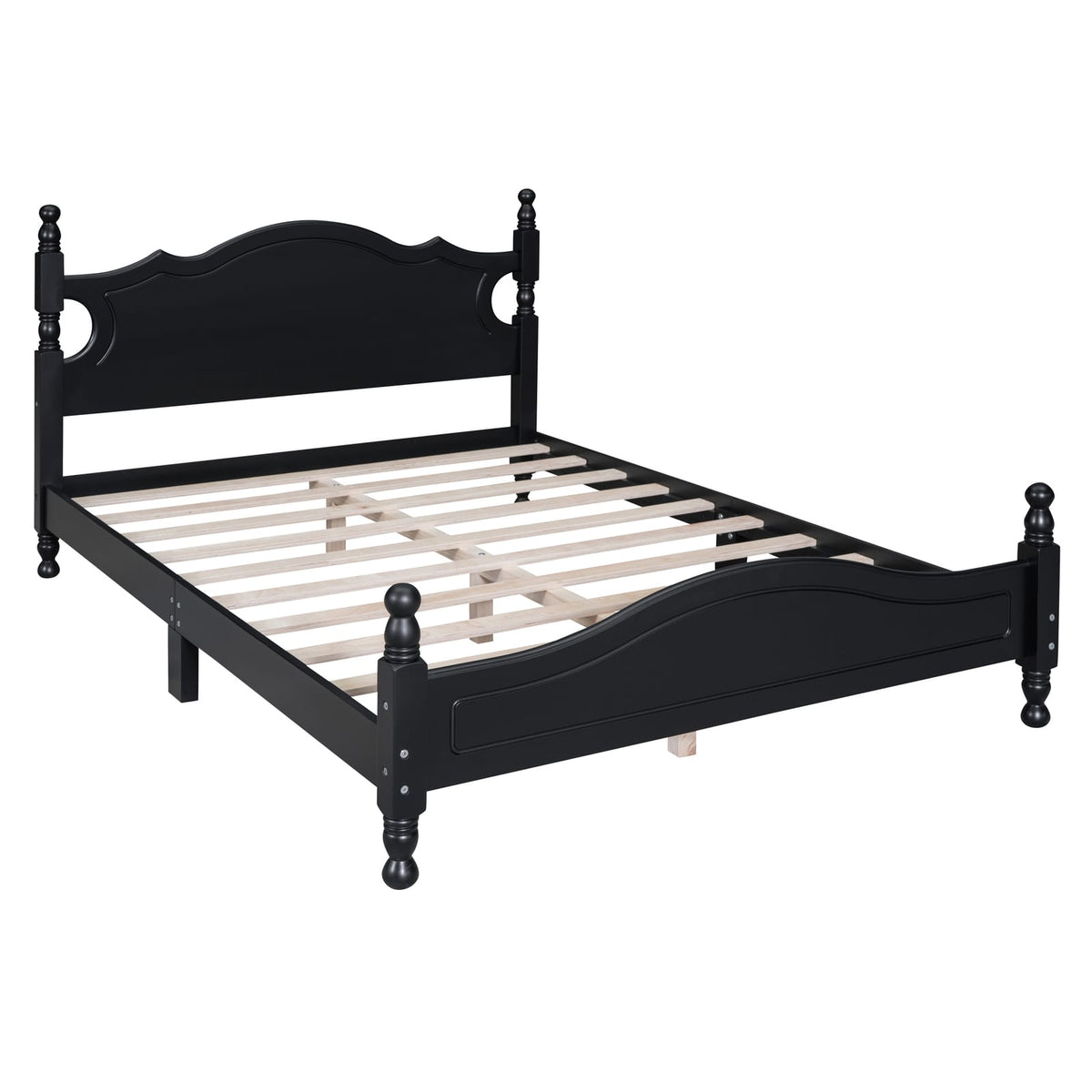 Full Size Black Wood Platform Bed Frame
