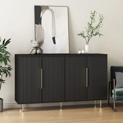 Black Buffet Cabinet with Storage - Modern Sideboard Table