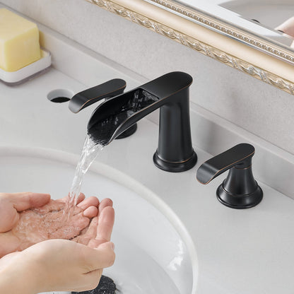 Oil-Rubbed Bronze 2-Handle Bathroom Sink Faucets - 3 Hole Deck Mount