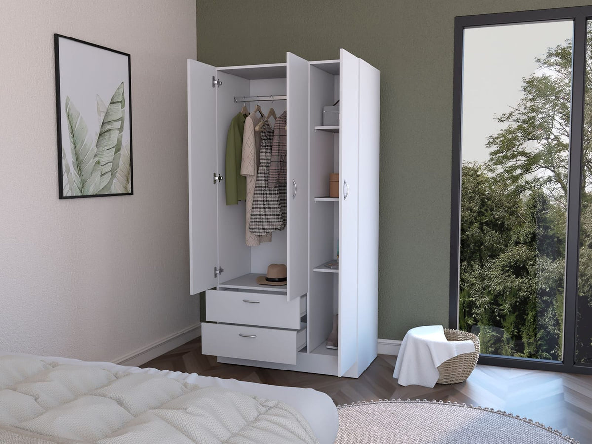 White Bedroom Dresser - 35.4" Wide Storage Cabinet