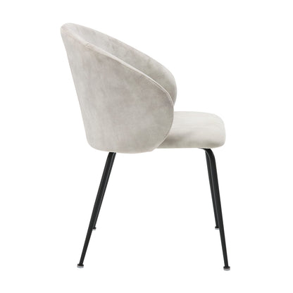 Modern Velvet Side Chairs Set for Dining Room Beige Metal Frame