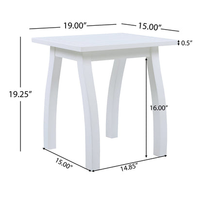 White Acacia Wood End Table - Outdoor Patio Table