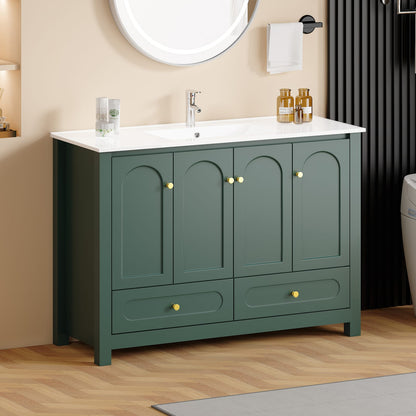 Green Bathroom Vanity with Storage Cabinet