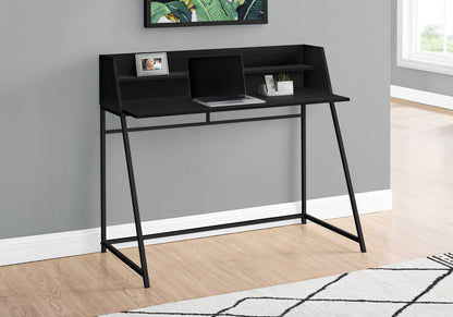 Black Particle Board Computer Desk with Hutch Shelf for Home Office