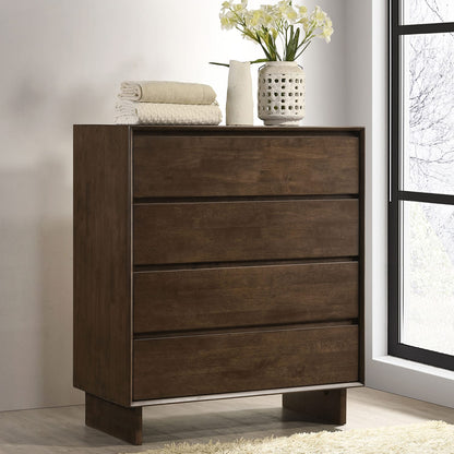 Dark Brown 4-Drawer Chest - Compact Storage for Bedroom