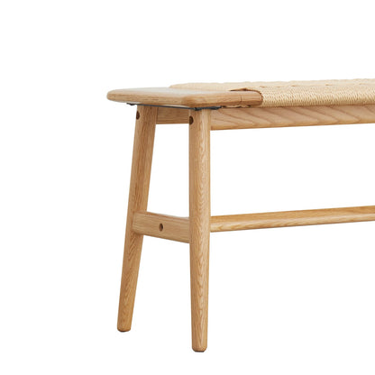Oak Wood Dining Bench - Rectangular Stool for Bedroom