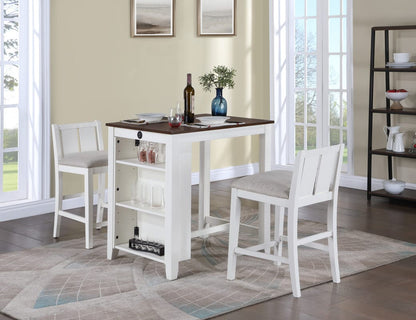 White Wood Dining Table Set with Chairs for Kitchen or Dining Room