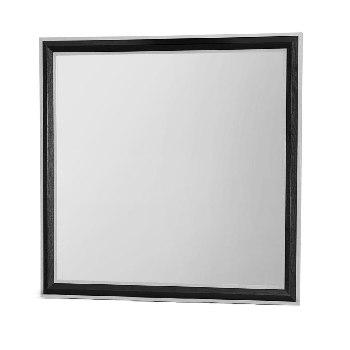 Black & Grey Modern Vanity Mirror with Storage