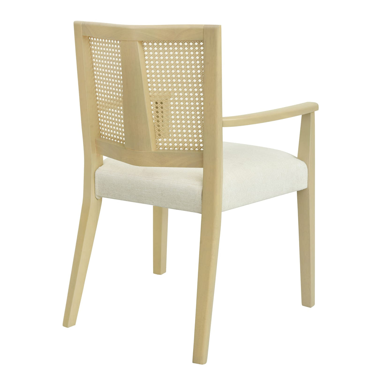 ARM Dining Chairs Set of 2 - Beige & Light Ash Wood Fabric