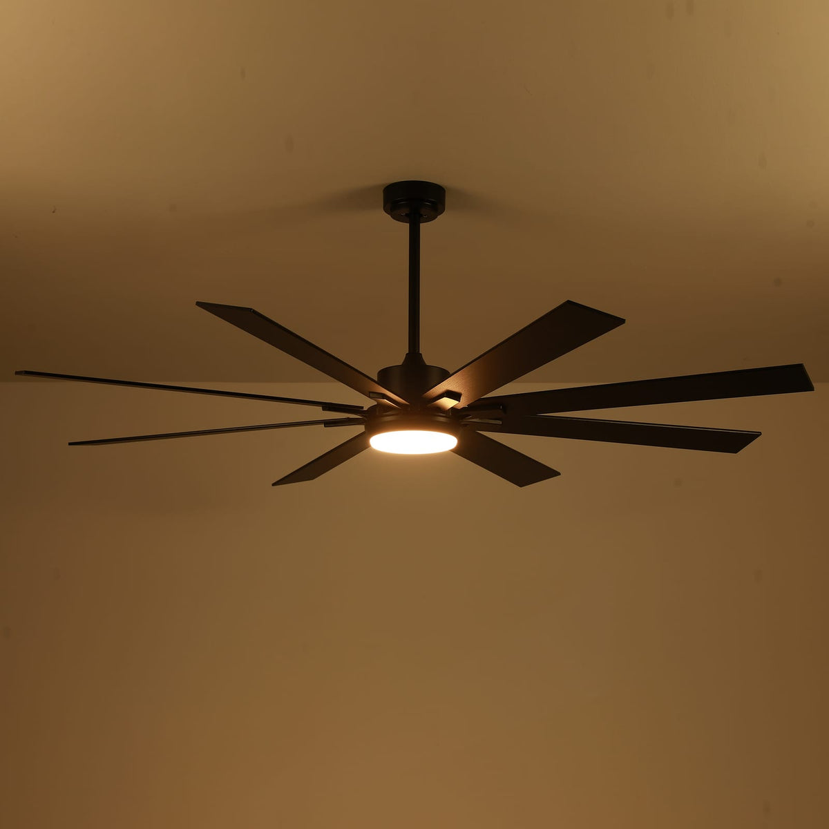72 Inch Ceiling Fan with LED Light - Matte Black Wood Blades