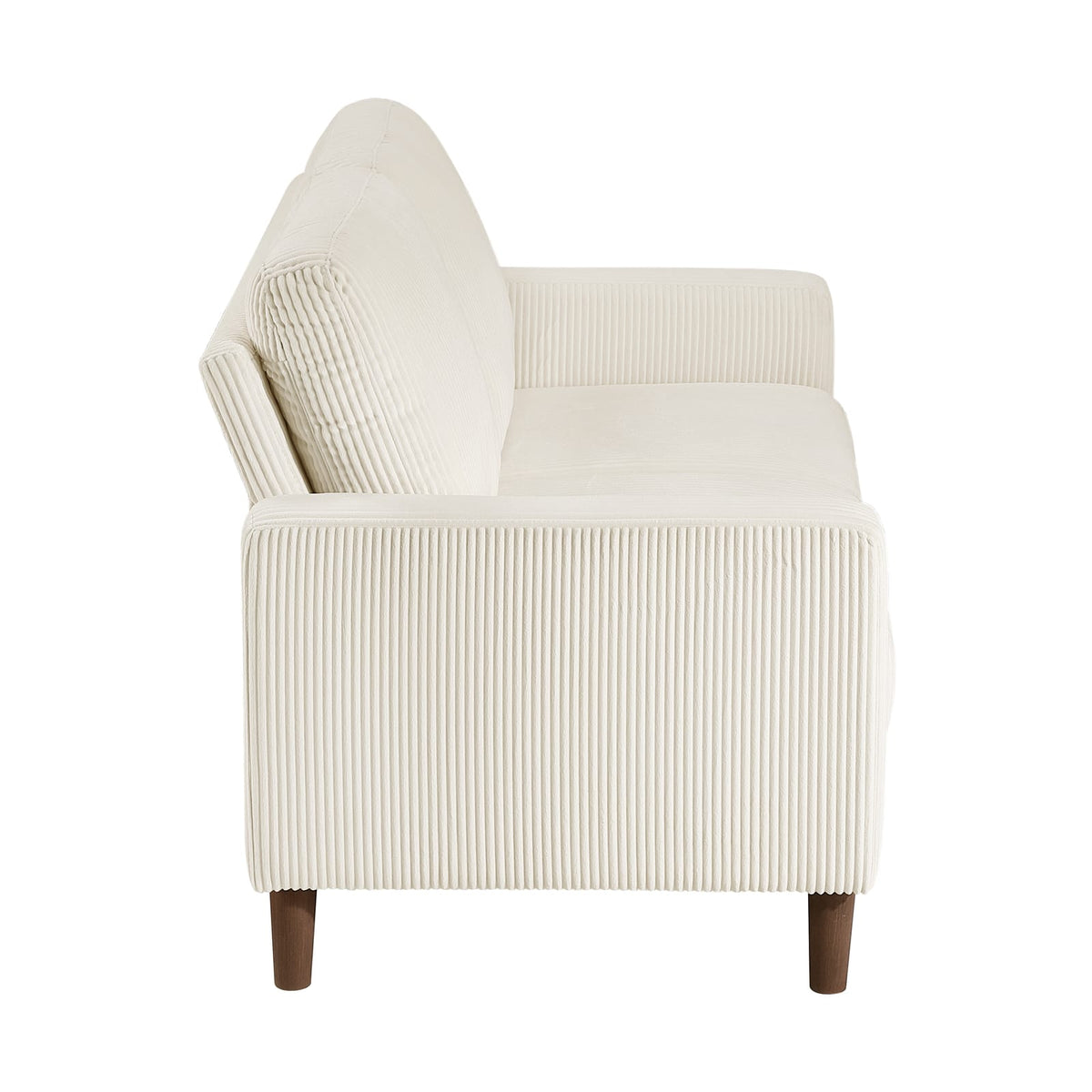 Modern Beige Corduroy Loveseat - Comfortable Cushion Solid Wood