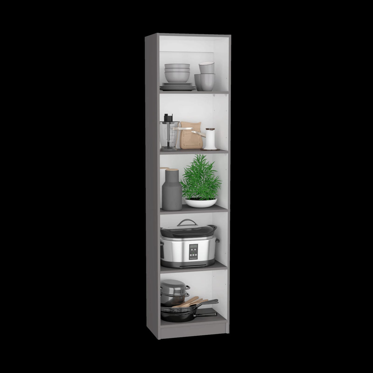 Multicolor Particle Board Bookcase Set - 8 Shelves, 42" Wide for Living Room