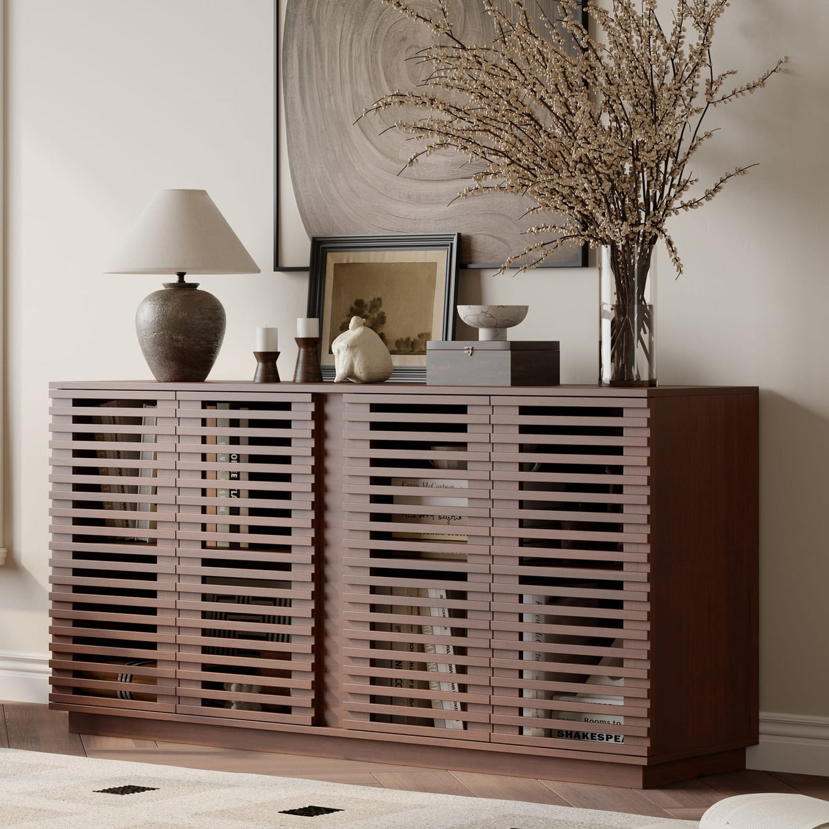 Oak Sideboard Buffet with Shelves - Dining Room Storage