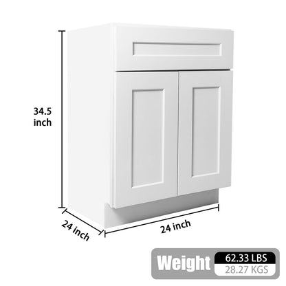 24" Solid Wood White Shaker Base Cabinet - Storage & Kitchen Solutions